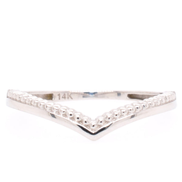 graziella Belle & Jules 14KT White Gold Beaded Chevron Ring