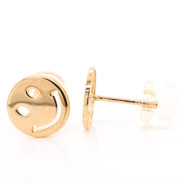 graziella Belle & Jules 14KT Yellow Gold Happy Face Stud Earrings