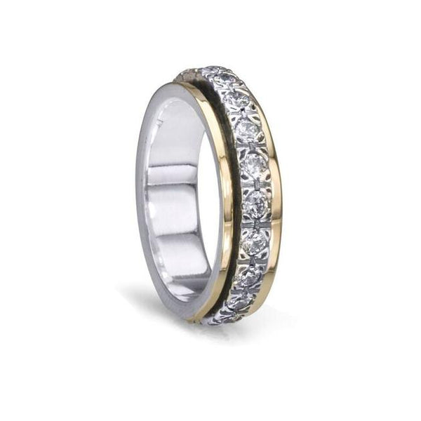 graziella "Beloved" Meditation Ring. Sterling Silver 9Kt Gold And C.Z. Size 7