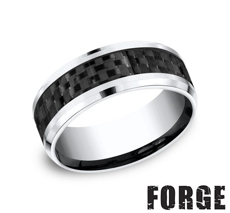 graziella Benchmark Cobalt and Carbon Fibre 8MM Band. Size: 10