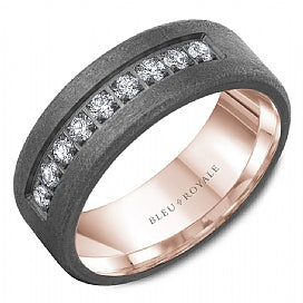 graziella Bleu Royale 14KT Rose Gold & Tantalum 0.45CTW SI G-H Diamond Wedding Band