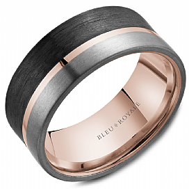 graziella Bleu Royale 14KT Rose Gold Tantalum & Carbon Fiber Wedding Band