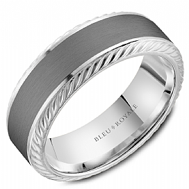 graziella Bleu Royale 14KT White Gold & Tantalum Wedding Band