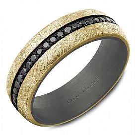 graziella Bleu Royale 14KT Yellow Gold & Tantalum 0.77CTW Black Diamond Wedding Band