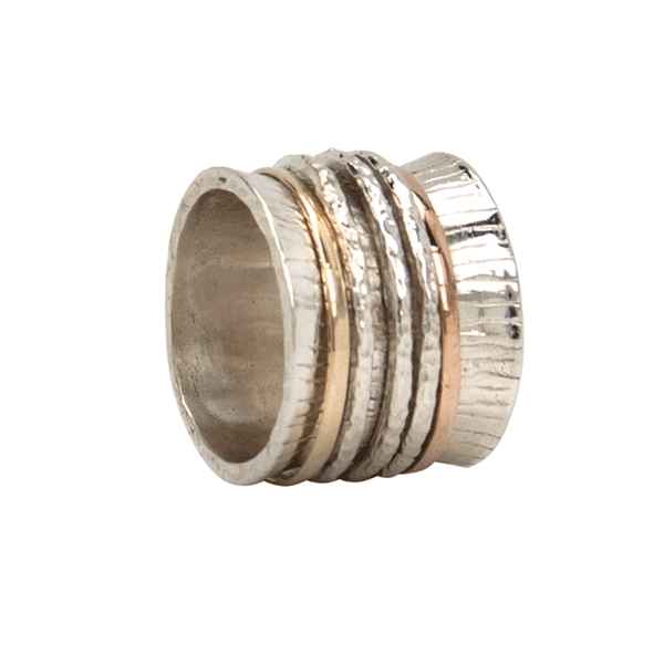 graziella Bliss Meditation Ring. Sterling Silver and 9KT Gold. Size 9