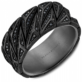 graziella Blue Royale 14KT & Tantalum 0.91CTW Black Diamond Wedding Band