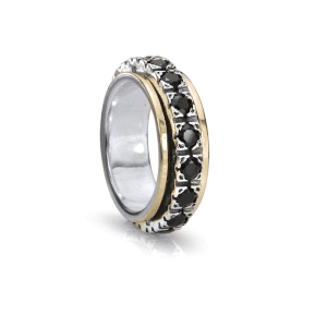 graziella Boundless Meditation Ring. Sterling Silver 10KT Yellow Gold and C.Z. Size 9