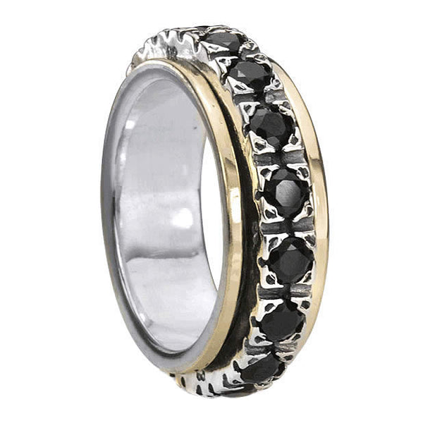 graziella Boundless Meditation Ring. Sterling Silver 10KT Yellow Gold and C.Z. Size 7