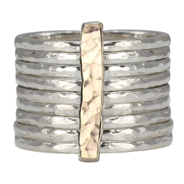 graziella Breath Meditation Ring. Sterling Silver and 9KT Yellow Gold. Size 7