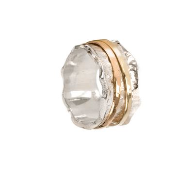 graziella Breeze Meditation Ring. Sterling Silver 9KT Yellow and Rose Gold. Size 8