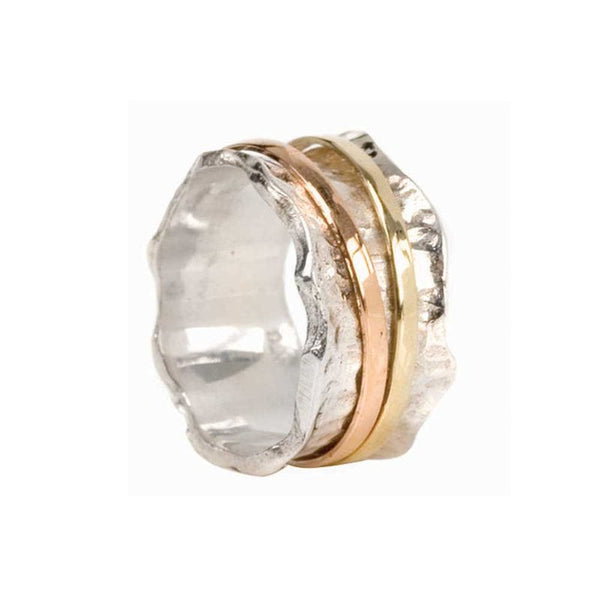 Graziella Breeze Meditation Ring. Sterling Silver 9KT Yellow And Rose Gold. Size 7
