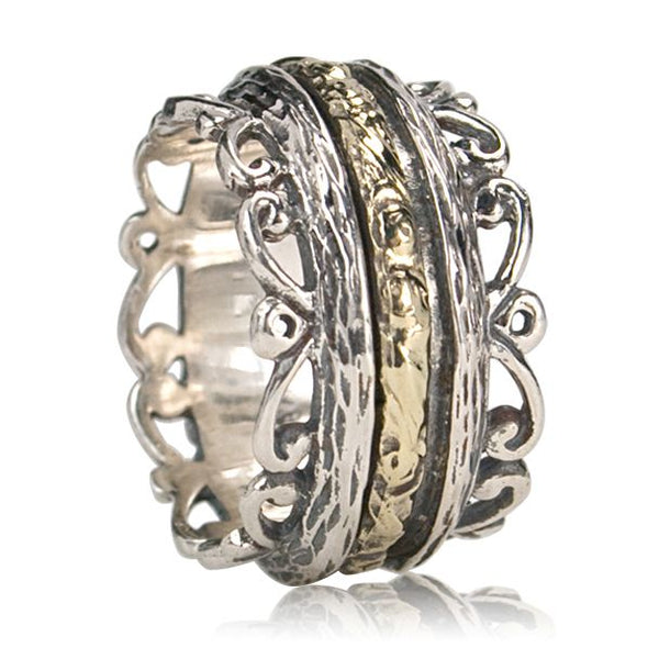 graziella Brook Meditation Ring Sterling Silver 9KT Gold Size 8