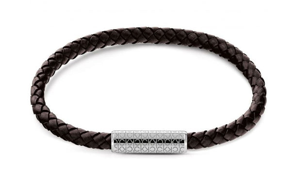 graziella Calvin Klein Stainless Steel Brown Single Leather Bracelet