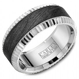 graziella Carlex 14KT White Gold & Carbon Fiber Inlay Wedding Band