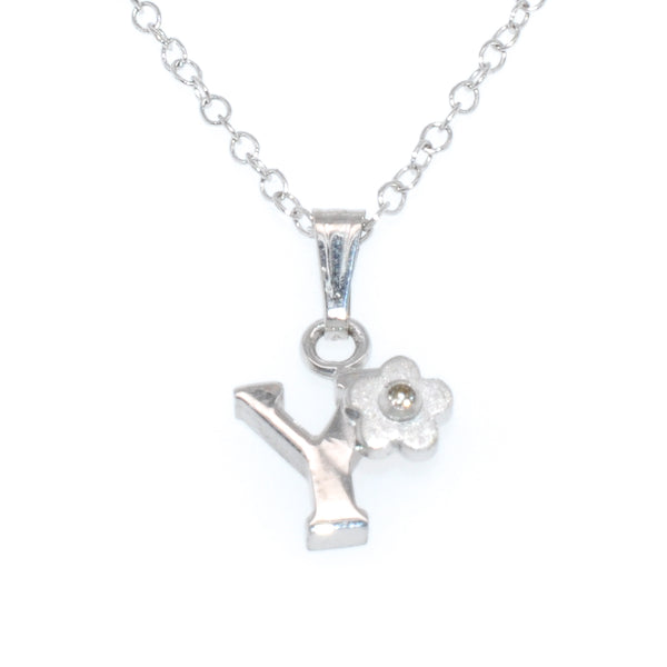 graziella Children's Sterling Silver and Diamond "Y" Necklace. 15" Chain (Copy)