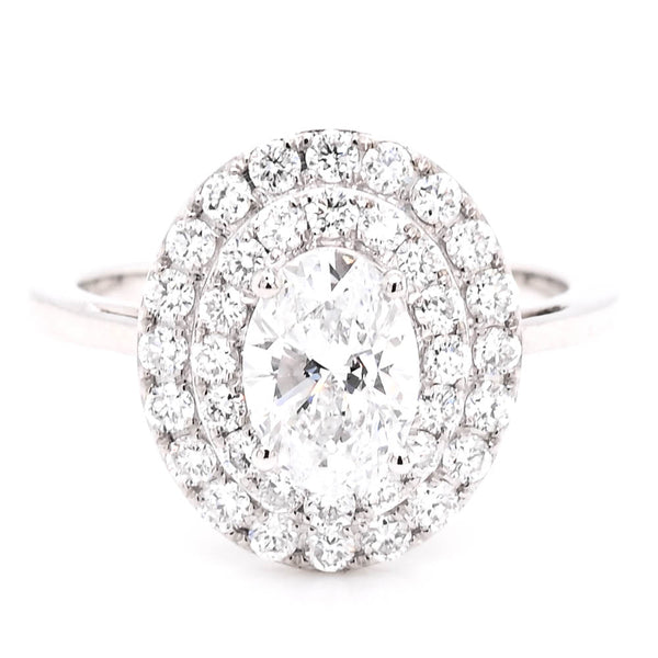 graziella Christmas Special 14KT White Gold 1.63CTW Oval Shape Lab Grown Diamond Double Halo Set Engagement Ring