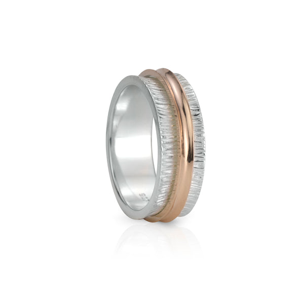 graziella Desire Meditation Ring. Sterling Silver and 9KT Rose Gold. Size 8