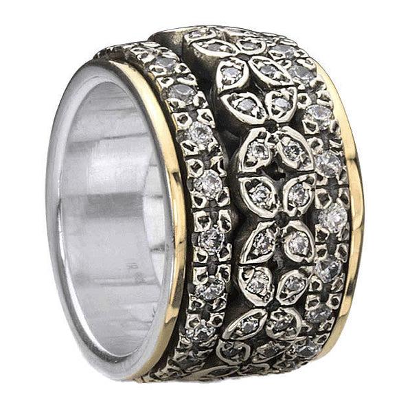 graziella Destiny Meditation Ring Sterling Silver 9KT C.Z. Size 7