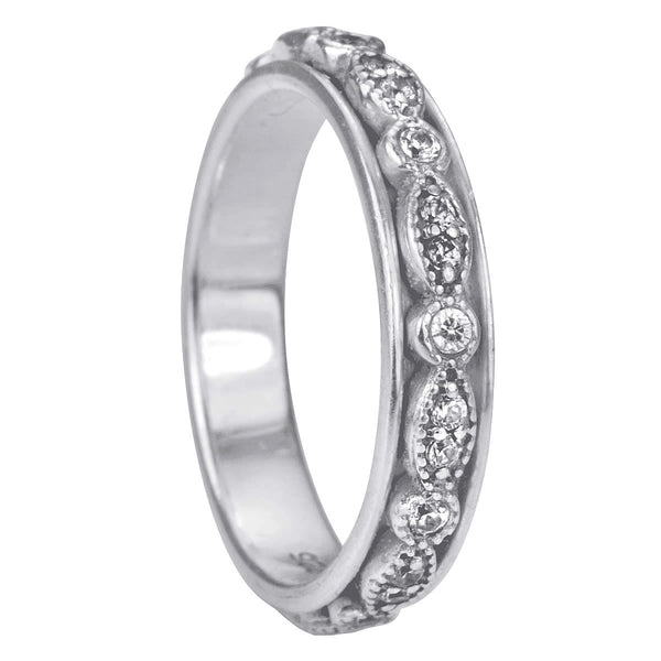 graziella Devotion Medititation Ring. Sterling Silver and C.Z. Size 8