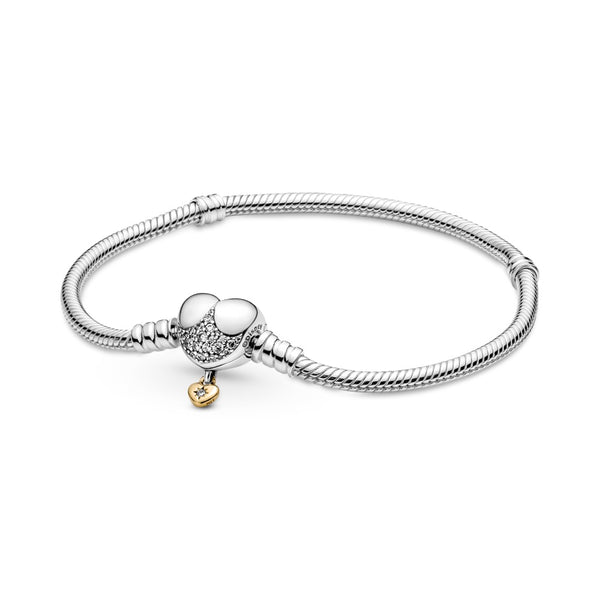 graziella Disney Pandora Moments Heart Clasp Snake Chain Bracelet