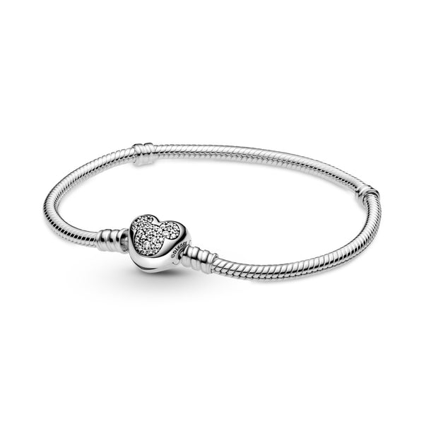 graziella Disney Pandora Moments Mickey Mouse Heart Clasp Snake Chain Bracelet