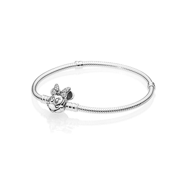graziella Disney Pandora Moments Pave Minnie Mouse Clasp Snake Chain Bracelet