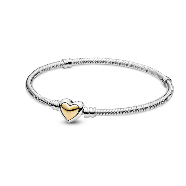 graziella Domed Golden Heart Clasp Snake Chain Bracelet