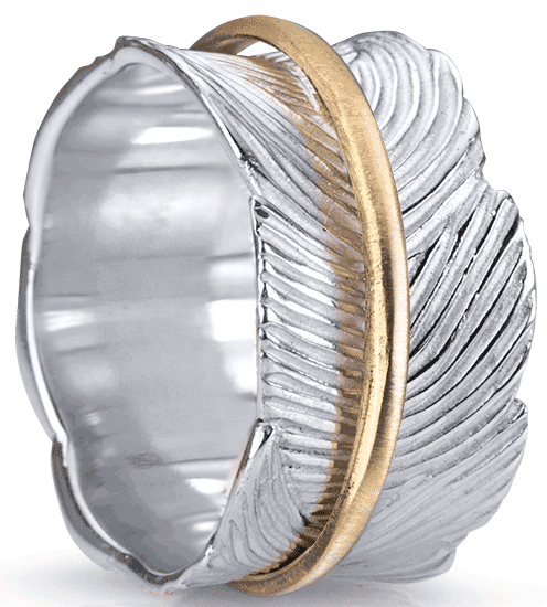 graziella Eden Meditaiton Ring. Sterling Silver and 10KT Gold. Size 8