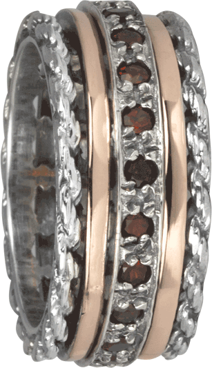 graziella Endless Meditation Ring. Sterling Silver 9KT Rose Gold and Garnet S