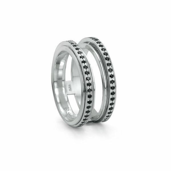 graziella Epiphany Meditation Ring Sterling silver Black C.Z. Size: 8
