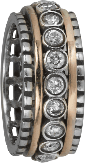 Graziella Everlasting Meditation Ring Sterling Silver 9KT C.Z. Size 7