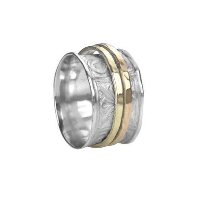 graziella Felicity Meditation Ring. Sterling Silver and 9KT Gold. Size 9