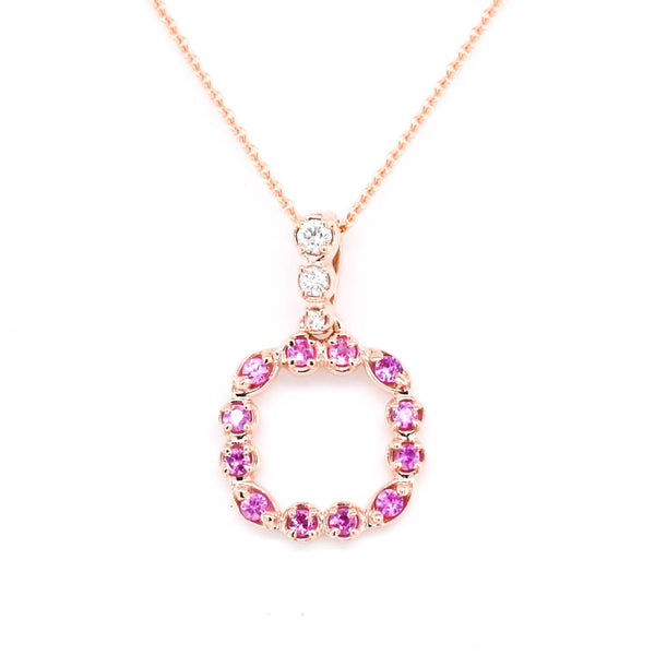graziella Fire and Ice 10KT Rose Gold 18" Pink Sapphire and Canadian Diamond Necklace