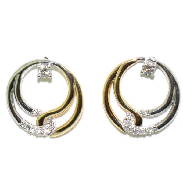 graziella Fire and Ice 10KT White and Yellow Gold 0.11CTW Canadian Diamond Earrings