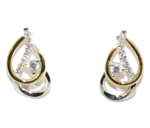 graziella Fire and Ice 10KT White and Yellow Gold 0.13CTW Canadian Diamond Earrings