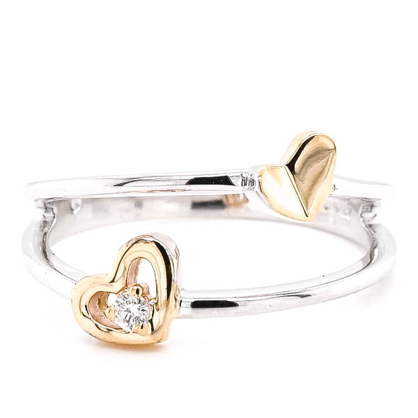 graziella Fire and Ice 10KT White & Yellow Gold 0.03CTW Canadian Diamond Heart Ring