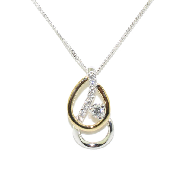 graziella Fire and Ice 10KT White Yellow Gold 18" 0.11CTW Canadian Diamond Necklace