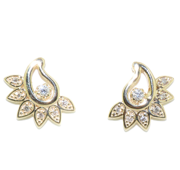 graziella Fire and Ice 10KT Yellow Gold 0.11CTW Canadian Diamond Flower Earrings