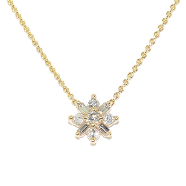 graziella Fire and Ice 10KT Yellow Gold 0.13CTW Canadian Diamond Snowflake Necklace