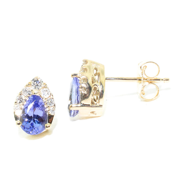 graziella "Fire and Ice" 10KT Yellow Gold Tanzanite and 0.12CTW Canadian Diamond Earrings