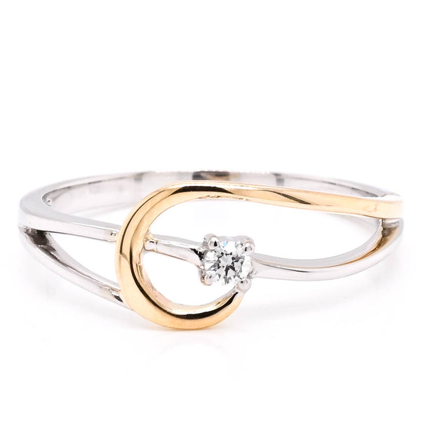 graziella Fire & Ice 10KT Two-Tone Gold 0.04CT Canadian Diamond Cross Over Ring