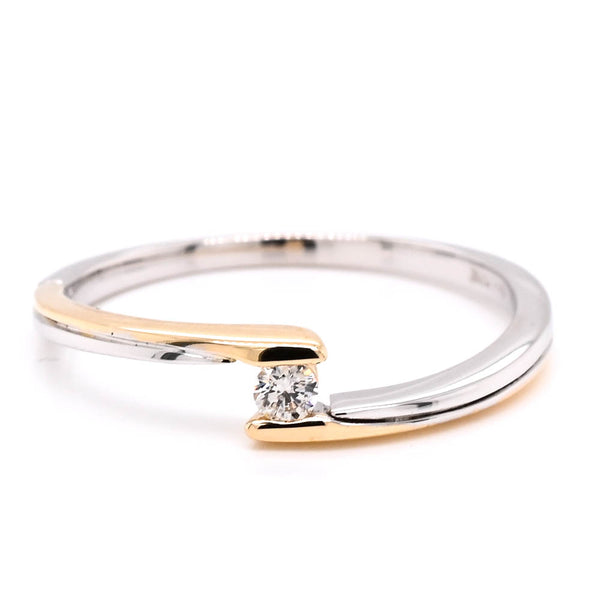 graziella Fire & Ice 10KT Two-Tone Gold 0.05CT Canadian Diamond Cross Over Ring