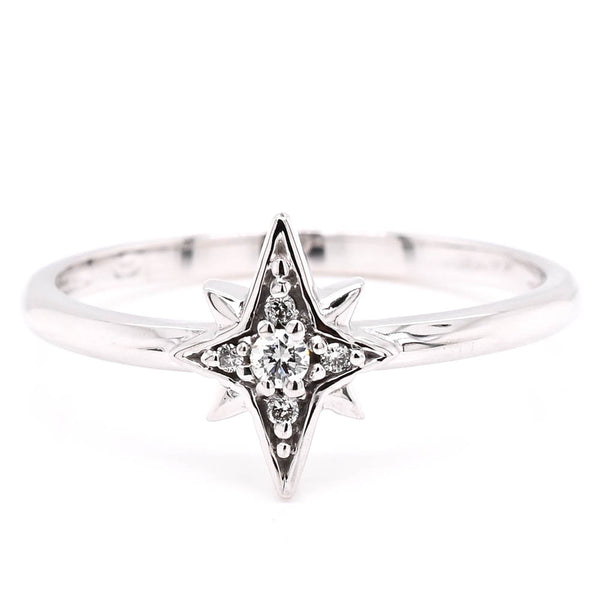 graziella Fire & Ice 10KT White Gold 0.04CT Canadian Diamond Star Ring