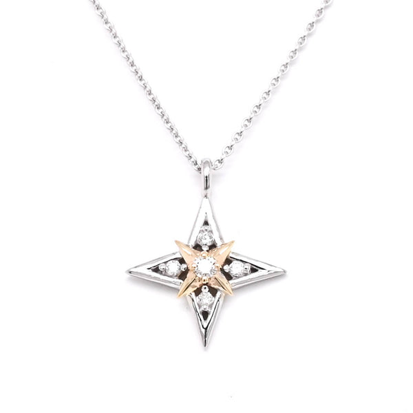 graziella Fire & Ice 10KT White Gold 18" 0.06CTW Canadian Diamond Star Necklace