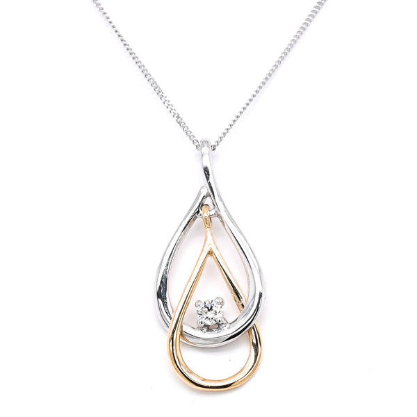 graziella Fire & Ice 10KT White & Rose 18" 0.06CT Canadian Diamond Necklace