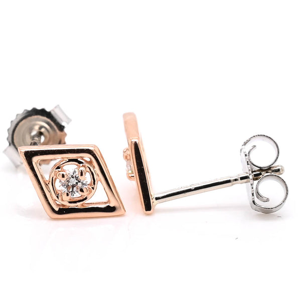 graziella Fire & Ice 10KT White/Rose Gold 0.07CTW Canadian Diamond Stud Earrings