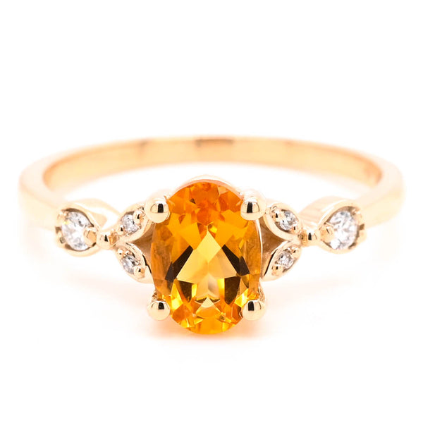 Graziella Fire & Ice 10KT Yellow 0.75CT Citrine & Canadian Diamond Ring