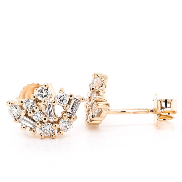 graziella Fire & Ice 10KT Yellow Gold 0.40CTW Canadian Diamond Cluster Earrings