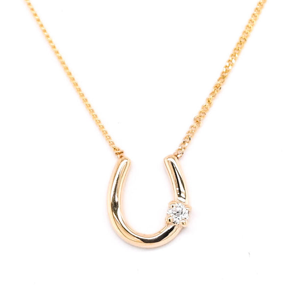 Graziella Fire & Ice 10KT Yellow Gold 18" 0.02CT Canadian Diamond Horse Shoe Necklace