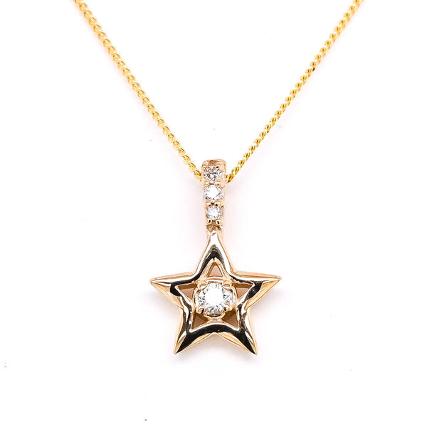 graziella Fire & Ice 10KT Yellow Gold 18" 0.03CTW Canadian Diamond Star Necklace